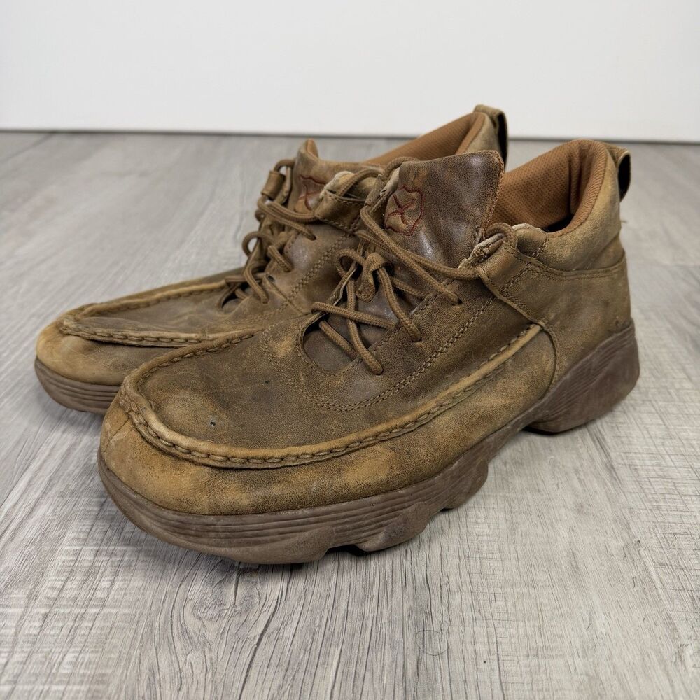 Twisted X Brown Crossover Men's Chukka Driving Mocs Beige Brown Size 10.5 Mens E